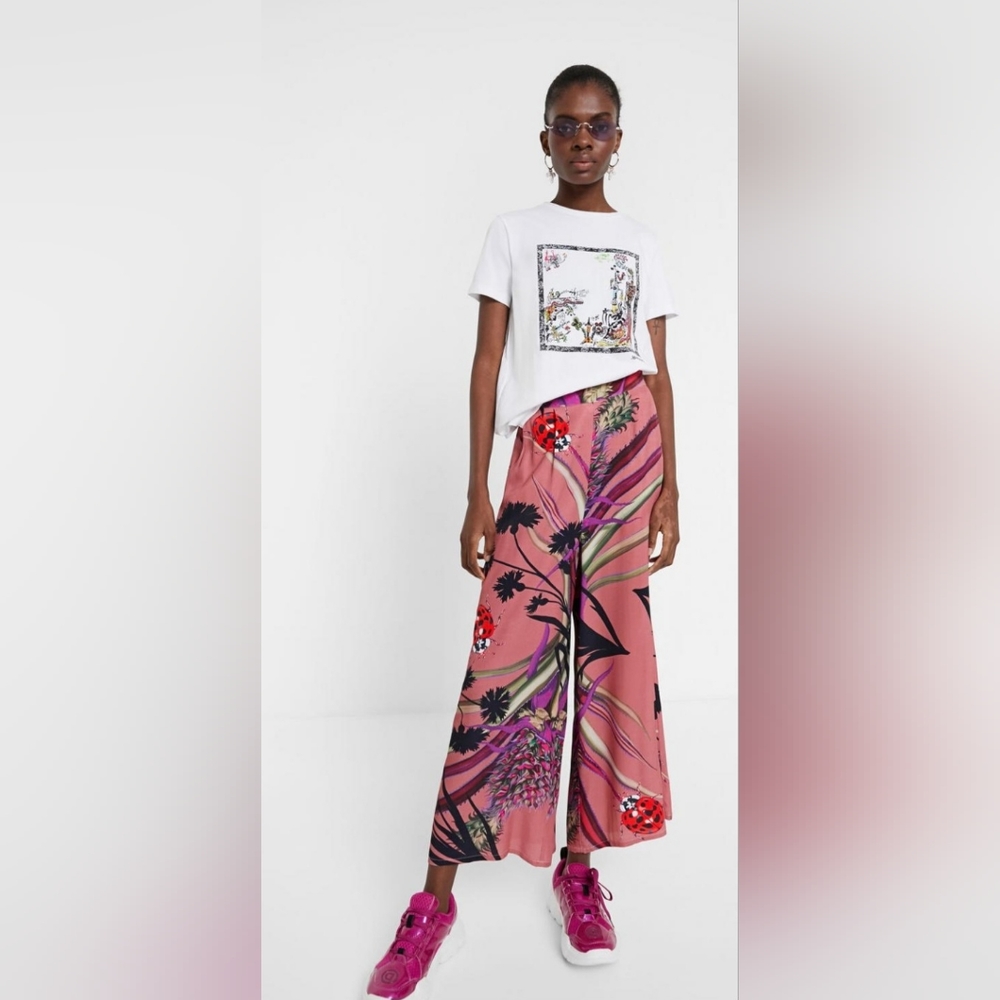 Tropical culottes Pink | Desigual Womens Trousers